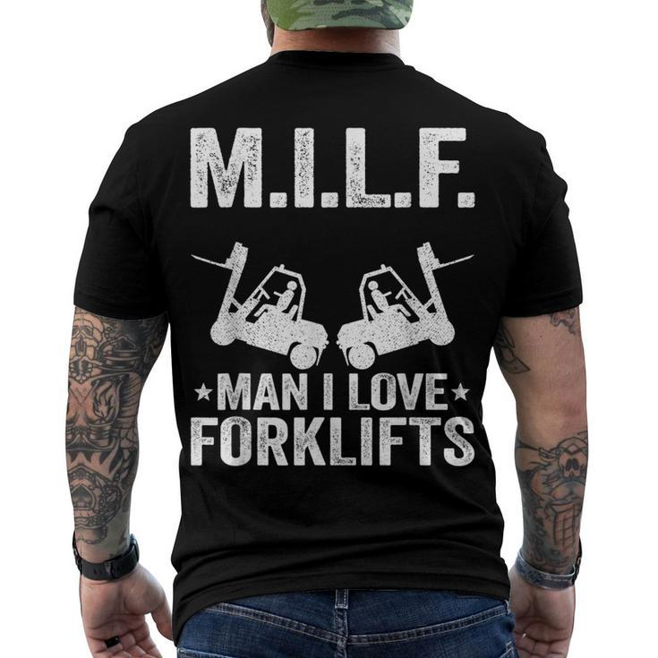 MILF Man I Love Forklifts Jokes Forklift Driver Men's T-shirt Back Print