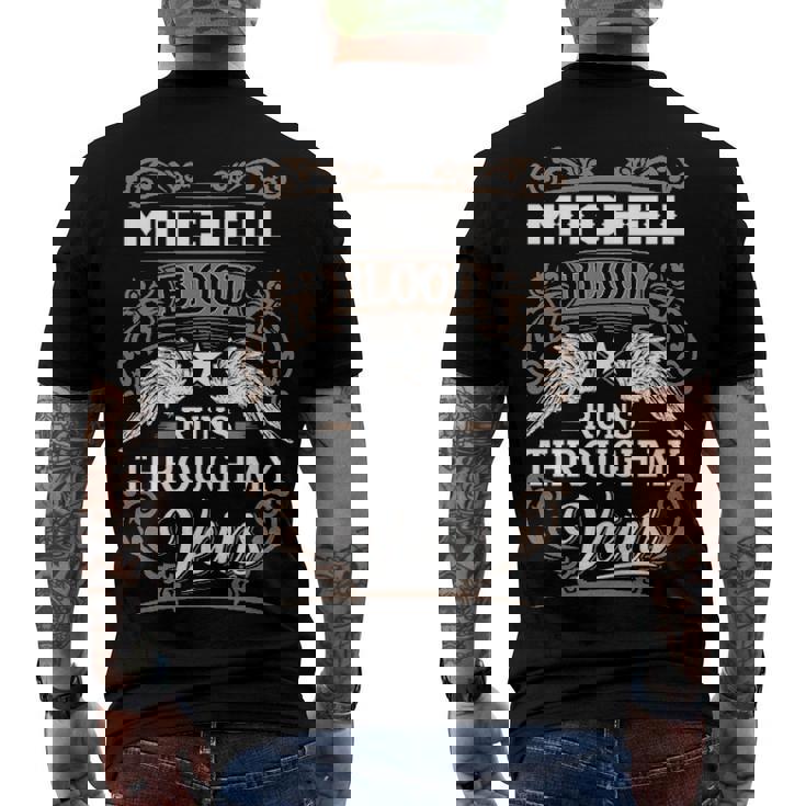 Mitchell Name Mitchell Blood Runs Throuh My Veins Men's T-Shirt Back Print
