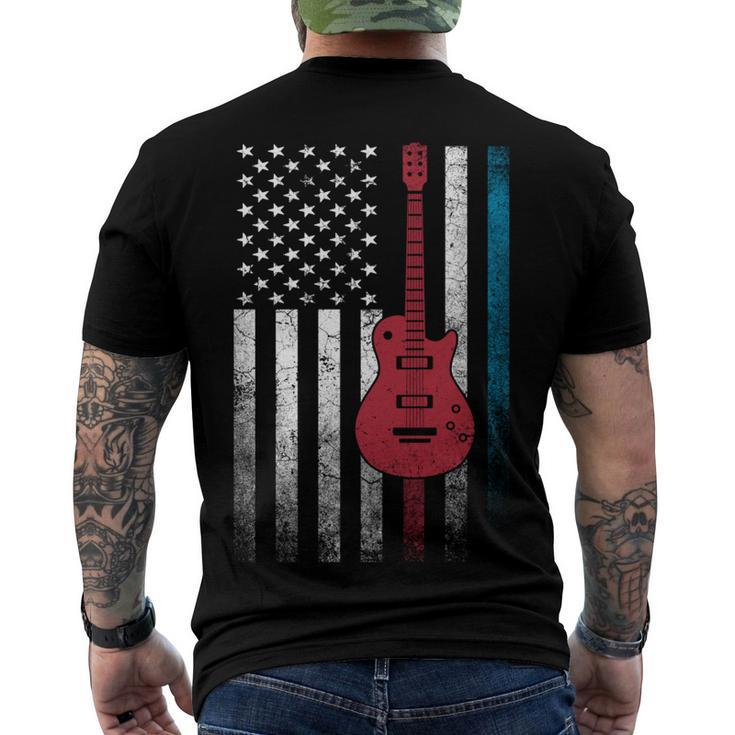 Musician Guitar Music 4Th Of July American Flag Usa America Men's T-shirt Back Print