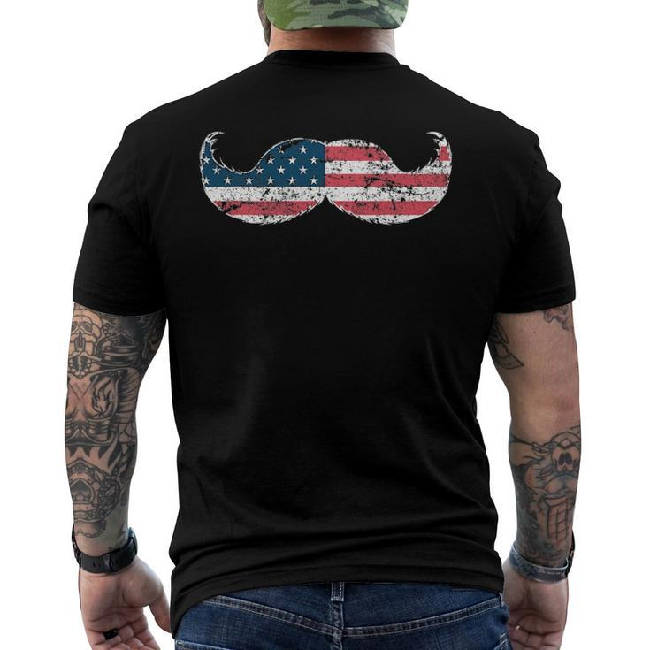 Mustache Silhouette American Flag Usa July 4Th Men's Back Print T-shirt