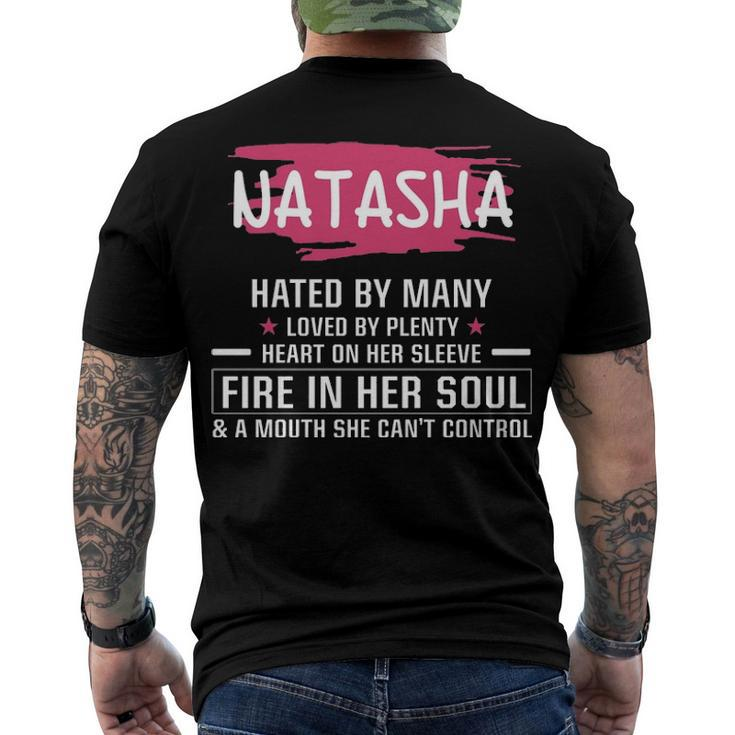 Natasha Name Natasha Hated By Many Loved By Plenty Heart On Her Sleeve Men's T-Shirt Back Print