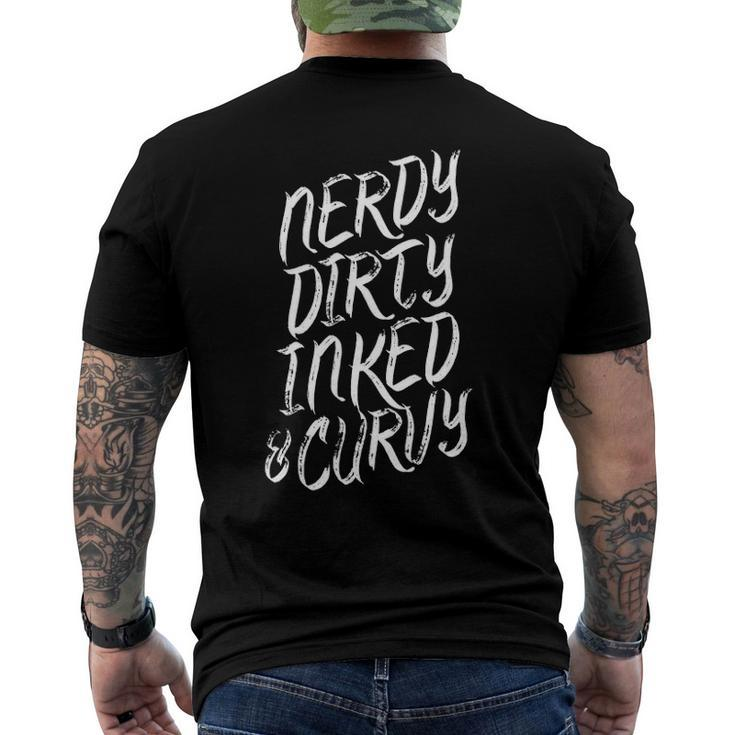 Nerdy Dirty Inked & Curvy Tattoo Woman Girl Nerd Men's Back Print T-shirt