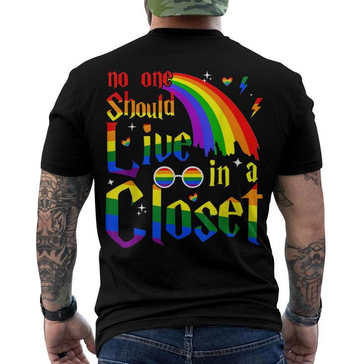No One Should Live In A Closet Lgbt-Q Gay Pride Proud Ally Men's Back Print T-shirt