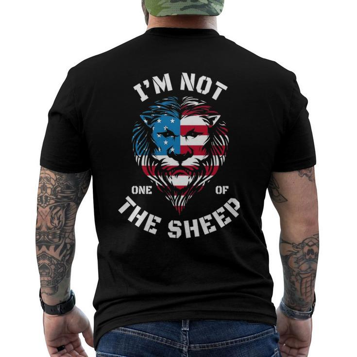 Im Not One Of The Sheep 4Th Of July Lion Tee American Flag Men's Back Print T-shirt