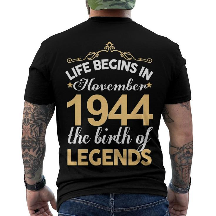 November 1944 Birthday Life Begins In November 1944 V2 Men's T-Shirt Back Print