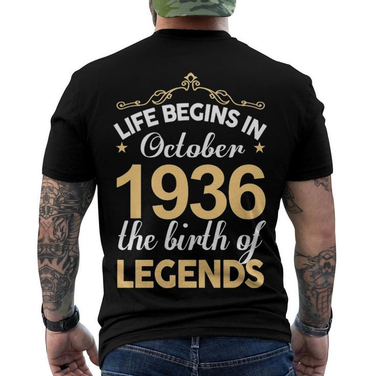 October 1936 Birthday Life Begins In October 1936 V2 Men's T-Shirt Back Print