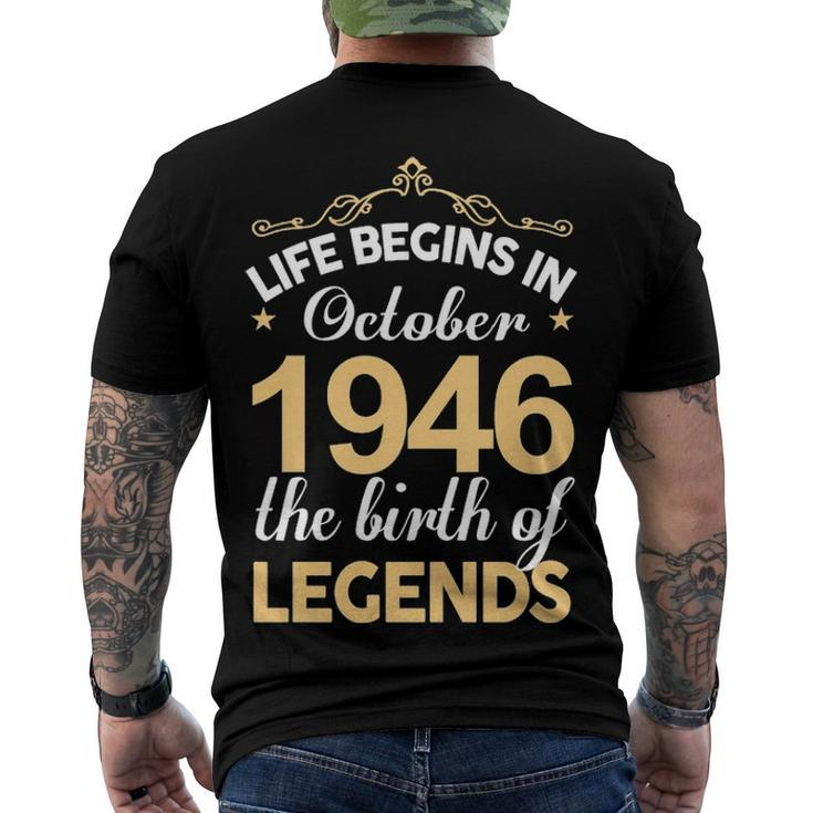 October 1946 Birthday Life Begins In October 1946 V2 Men's T-Shirt Back Print
