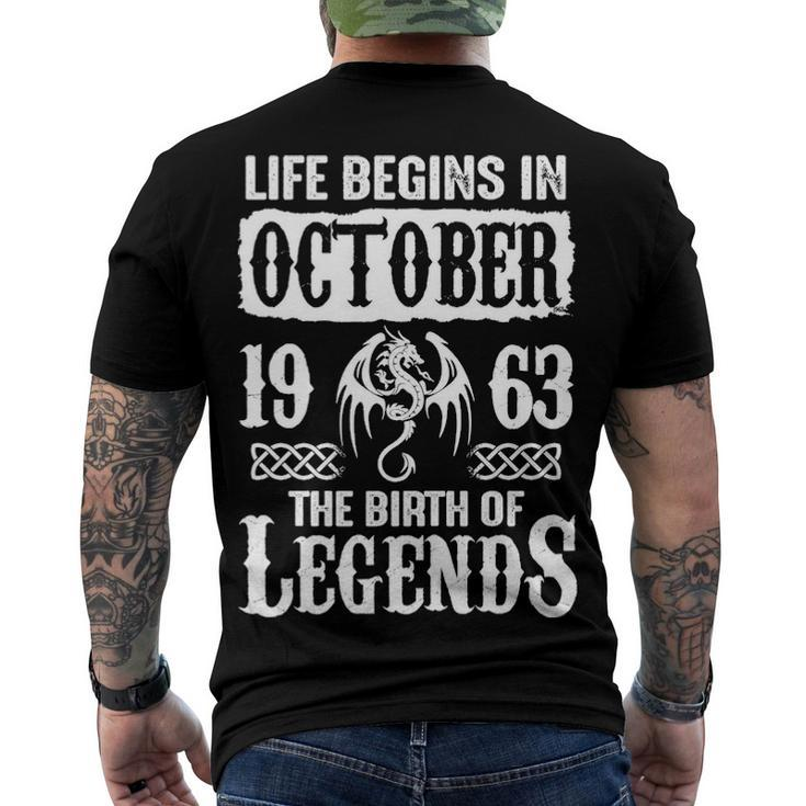 October 1963 Birthday Life Begins In October 1963 Men's T-Shirt Back Print