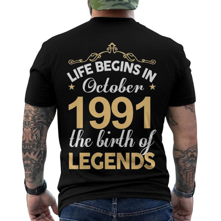 October 1991 Birthday Life Begins In October 1991 V2 Men's T-Shirt Back Print