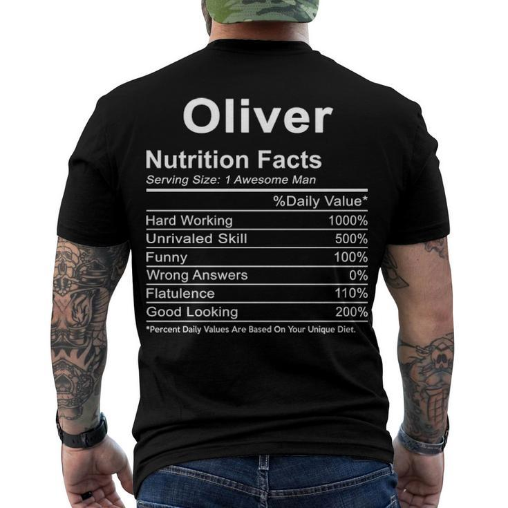 Oliver Name  Oliver Nutrition Facts Men's T-Shirt Back Print