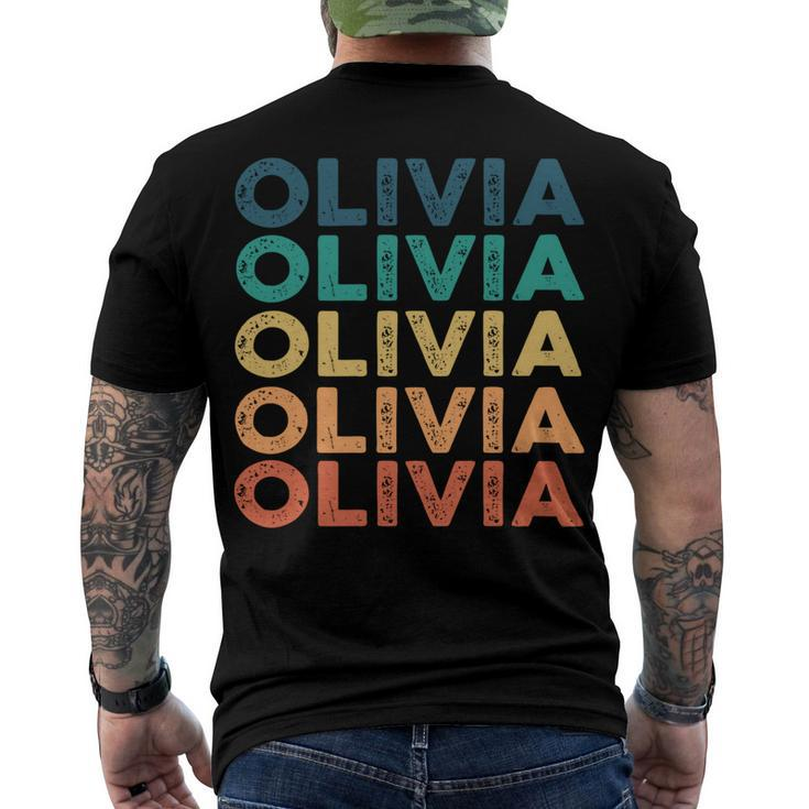 Olivia Name Shirt Olivia Family Name Men's Crewneck Short Sleeve Back Print T-shirt
