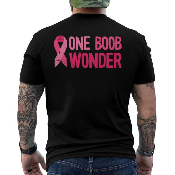 One Boob Wonder - Pink Ribbon Survivor Breast Cancer Men's Back Print T-shirt
