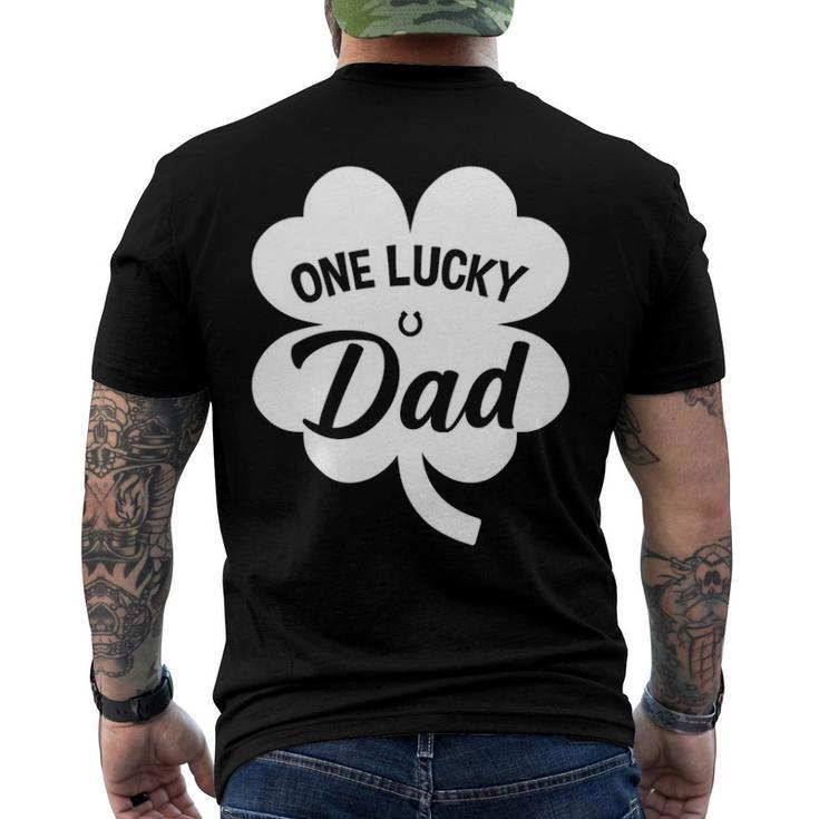 Mens One Lucky Dad Shamrock Four Leaf Clover St Patricks Day Men's Back Print T-shirt