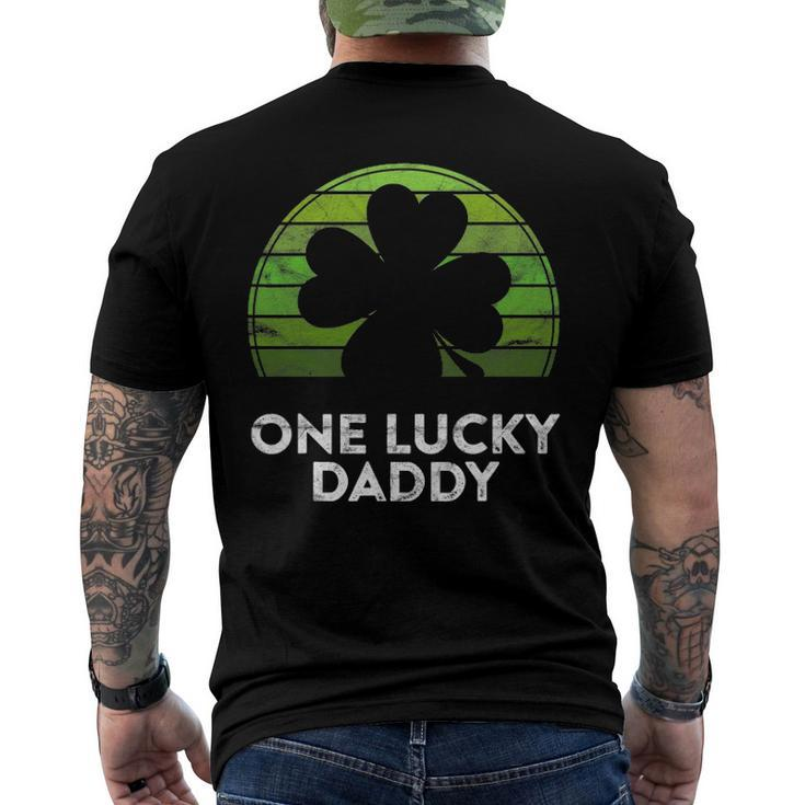Mens One Lucky Daddy Shamrock Sunset Irish St Patricks Day Men's Back Print T-shirt