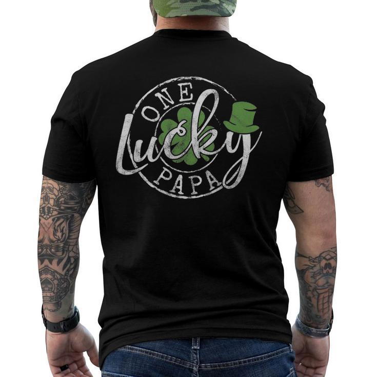 Mens One Lucky Papa Father Irish Clovers St Patricks Day Men's Back Print T-shirt