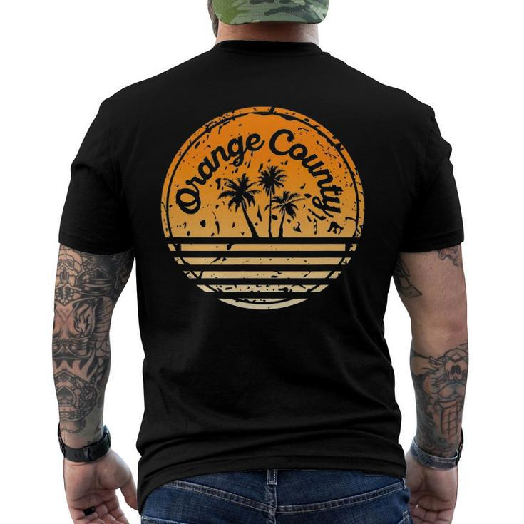 Orange County 70S Retro Surf Palm Tree Men's Back Print T-shirt