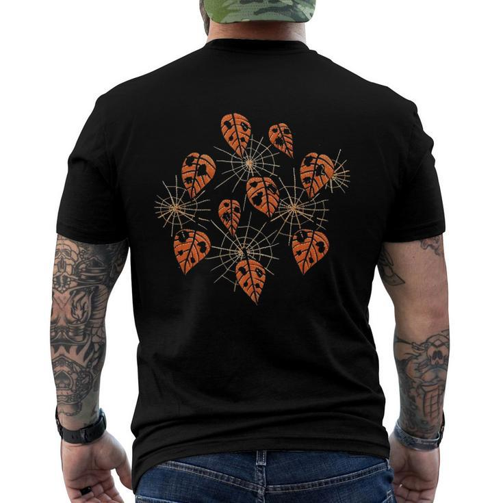 Orange Leaves With Holes And Spiderwebs Classic Men's Back Print T-shirt