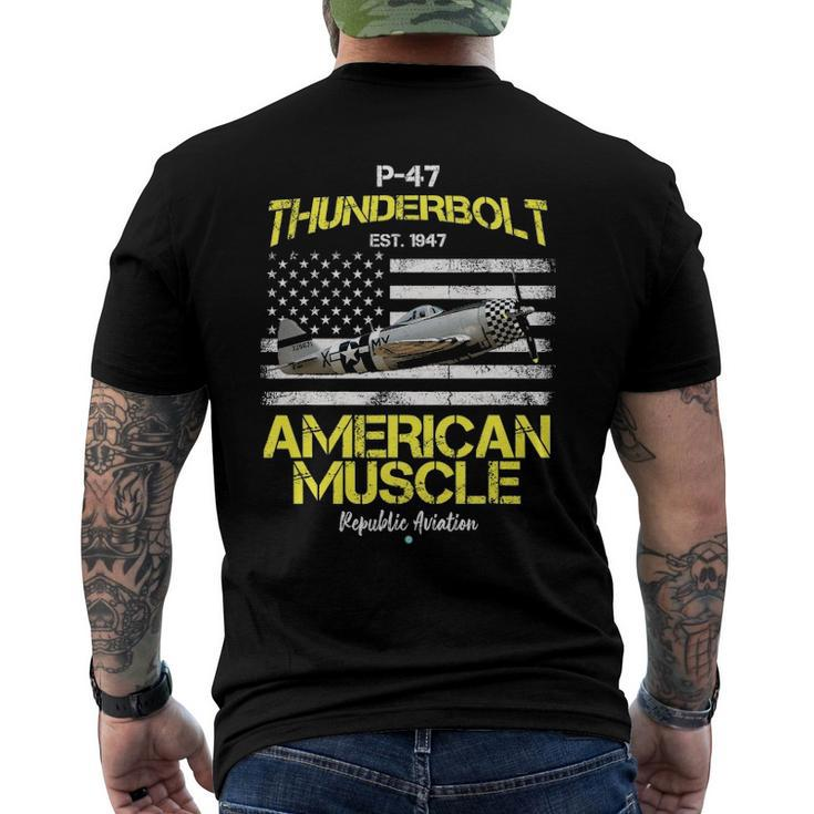 P-47 Thunderbolt Wwii Airplane American Muscle Men's Back Print T-shirt