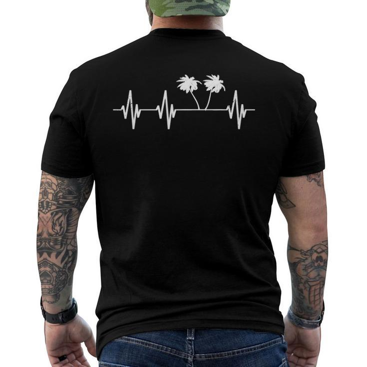 Palm Vacation Heartbeat Vacationers Island Sun Heart Line Men's Back Print T-shirt