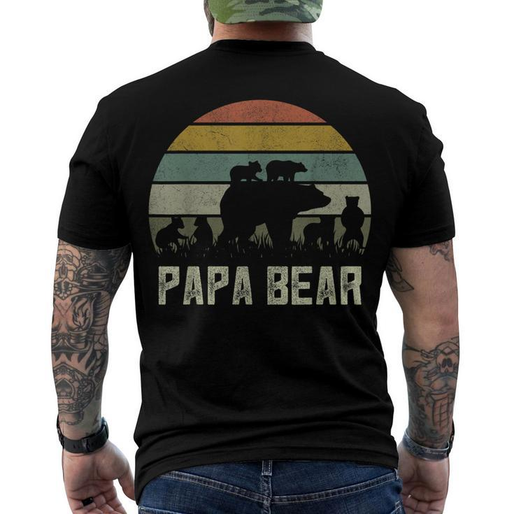Mens Papa Bear Cub 6 Kids Fathers Day Grandpa Men's T-shirt Back Print