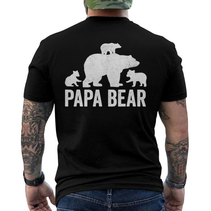 Mens Papa Bear Fathers Day Grandad S Fun 3 Cub Kid Grandpa Men's Back Print T-shirt
