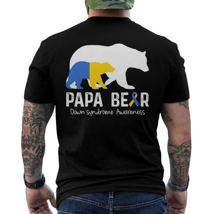 Papa Bear Support Down Syndrome Awareness Fathers Day Men's Back Print T-shirt
