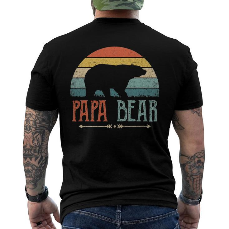 Mens Papa Bear Vintage Daddy Fathers Day Retro Dad Men's Back Print T-shirt