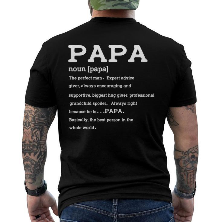 Mens Papa Definition Noun Nutrition Fathers Day Grandpa Men's Back Print T-shirt