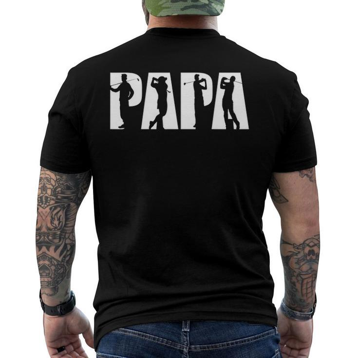 Mens Papa Golf Silhouette Golfing Dad Father Golfer Apparel Men's Back Print T-shirt