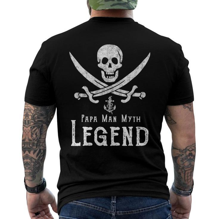 Papa Man Myth Legend Vintage Pirate Skull Sword Fathers Day Men's Back Print T-shirt