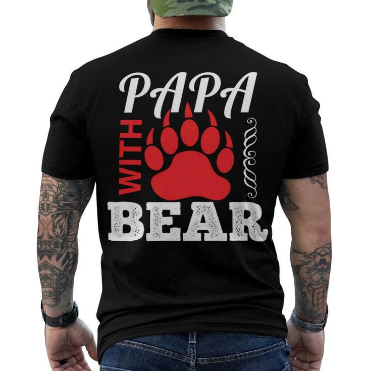Papa With Bear Fathers Day T-Shirt Men's Crewneck Short Sleeve Back Print T-shirt