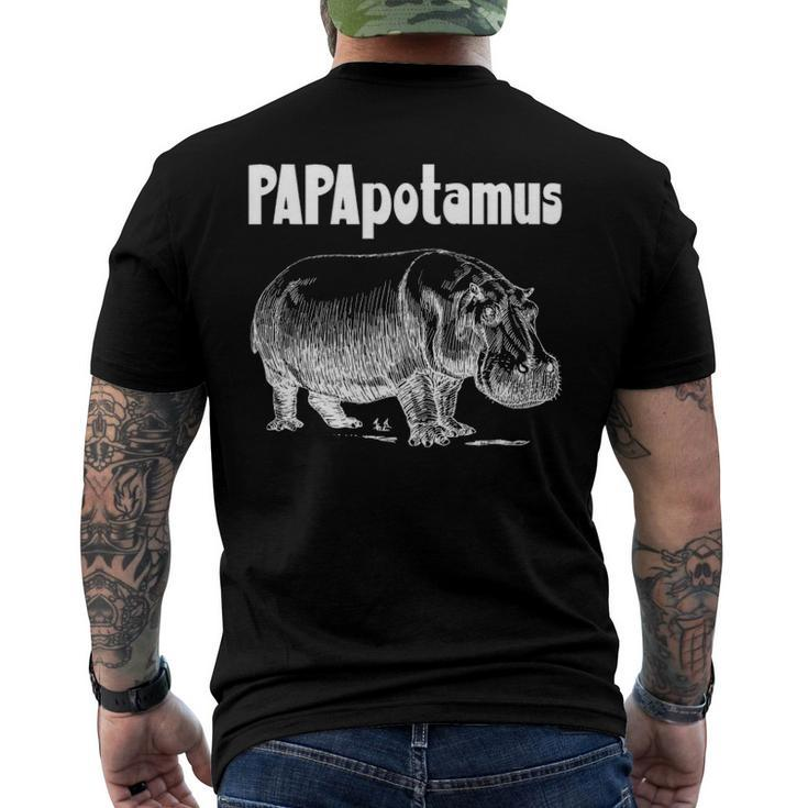 Papapotamus Father Hippo Dad Fathers Day Papa Hippopotamus Men's Back Print T-shirt