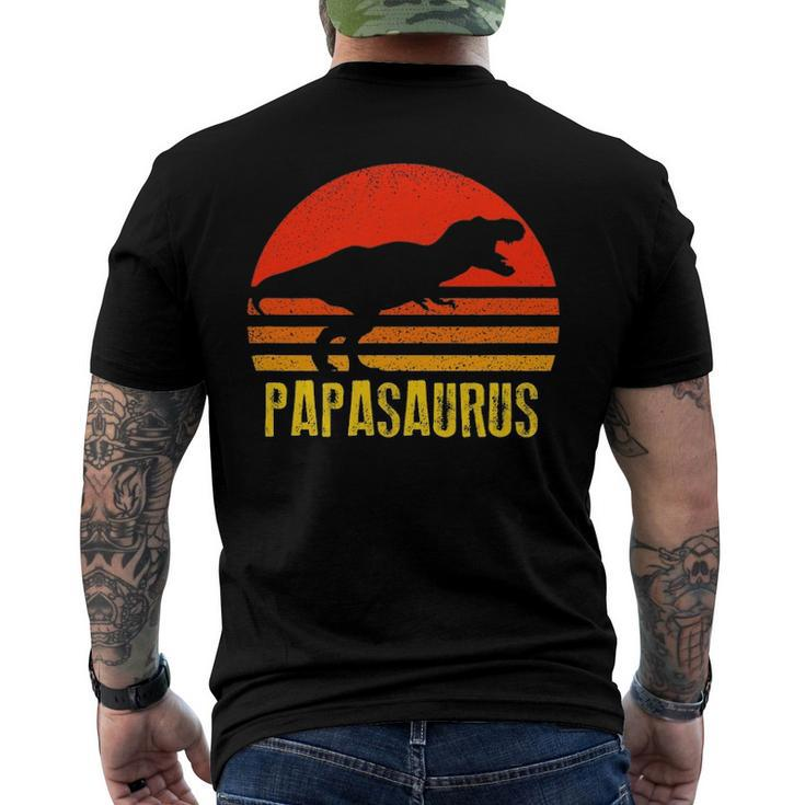 Papasaurus Retro Vintage Sunset Dinosaur Men's Back Print T-shirt