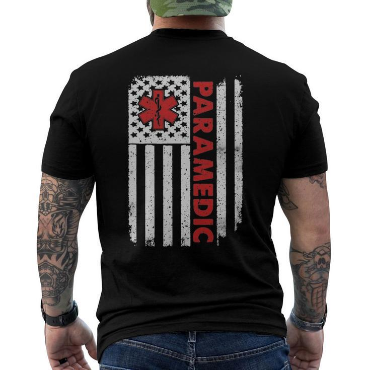 Paramedic Usa America Flag Star Of Life Men's Back Print T-shirt