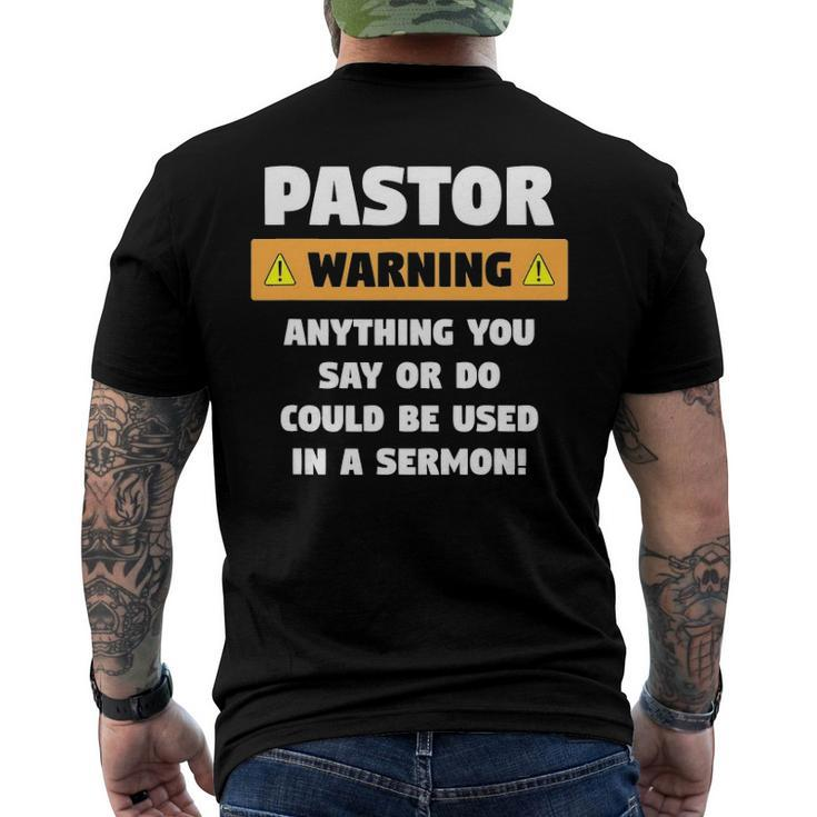 Mens Pastor Warning Sermon For A Pastor Men's Back Print T-shirt