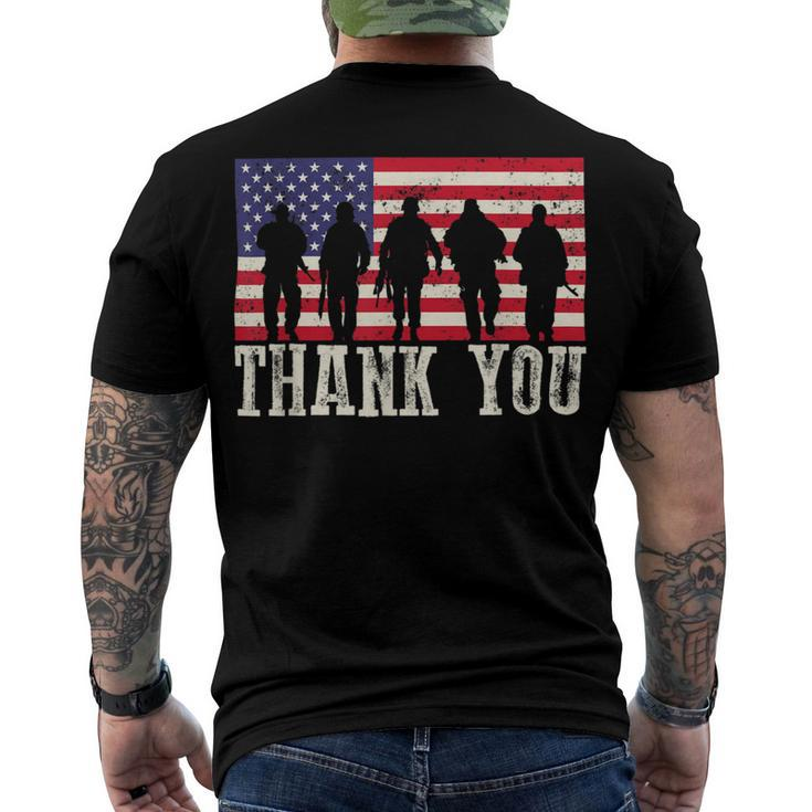 Patriotic American Flag Thank You For Men Women Kid Girl Boy Men's Crewneck Short Sleeve Back Print T-shirt