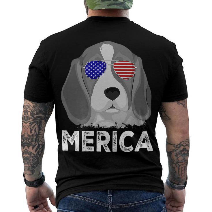 Patriotic American Usa Flag Merica Beagle 54 Beagle Dog Men's T-shirt Back Print