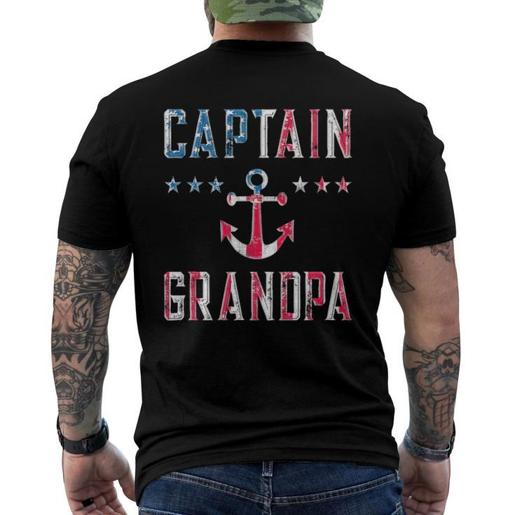 Patriotic Captain Grandpa American Flag Boating 4Th Of July Men's Back Print T-shirt