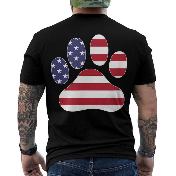 Patriotic Dog Paw Print For 4Th Of July Men's T-shirt Back Print