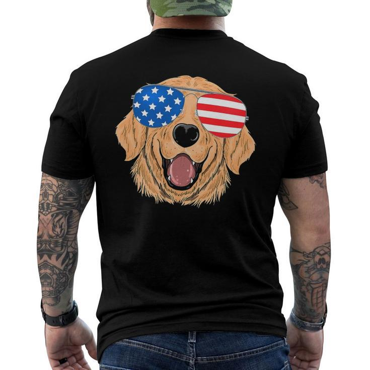 Patriotic Golden Retriever Dog 4Th Of July Men's Back Print T-shirt