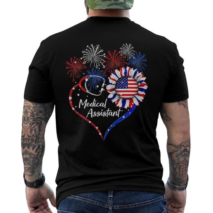 Patriotic Medical Assistant Sunflower 4Th Of July Usa Flag Men's Back Print T-shirt