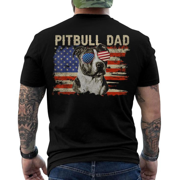 Mens Patriotic Pitbull Dad 4Th Of July American Flag Usa Men's T-shirt Back Print