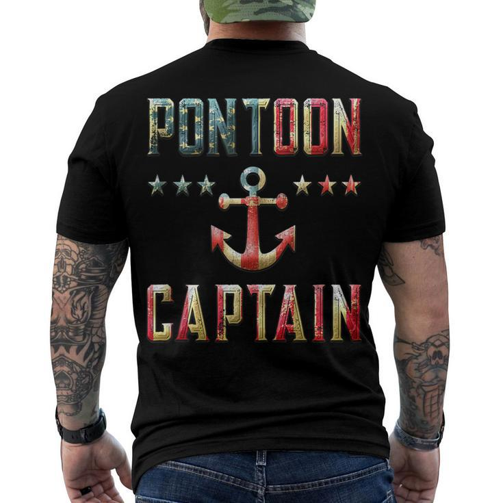 Patriotic Pontoon Captain Vintage Us Flag July 4Th Boating Men's T-shirt Back Print