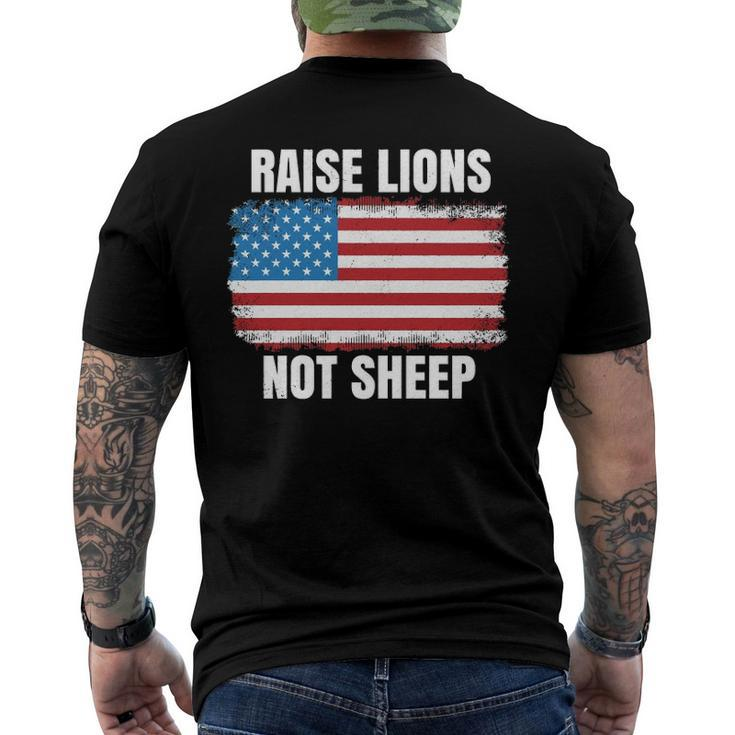 Patriotic Raise Lions Not Sheep Usa American Flag Men Women Men's Back Print T-shirt