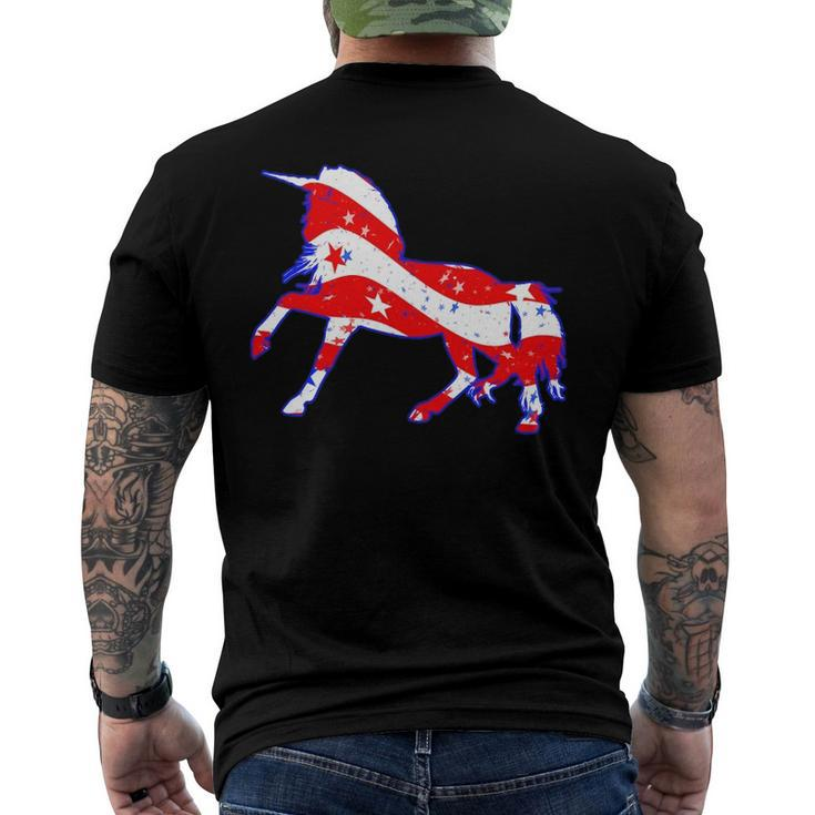 Patriotic Unicorn Memorial Day And 4Th Of July Men's Back Print T-shirt