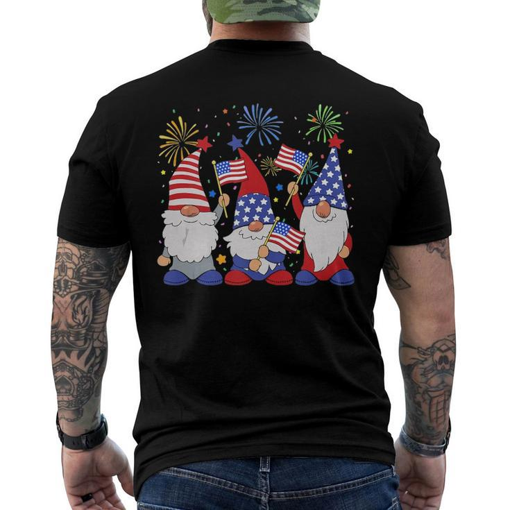 Patriotic Usa American Gnomes 4Th Of July Men's Back Print T-shirt