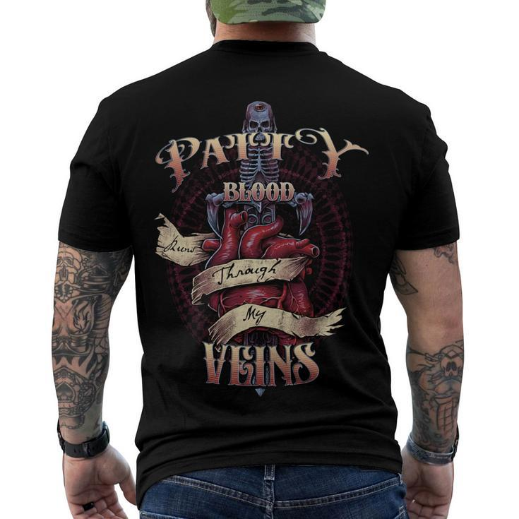 Patty Blood Runs Through My Veins Name Men's Crewneck Short Sleeve Back Print T-shirt