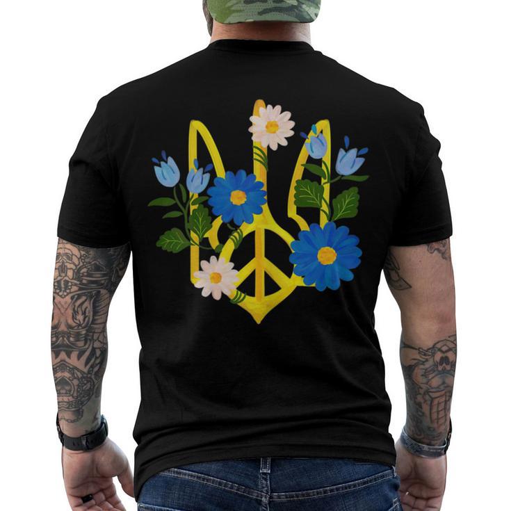 Peace In The Crest Of Ukraine Peace And Solidarity For Ukraine Men's Crewneck Short Sleeve Back Print T-shirt