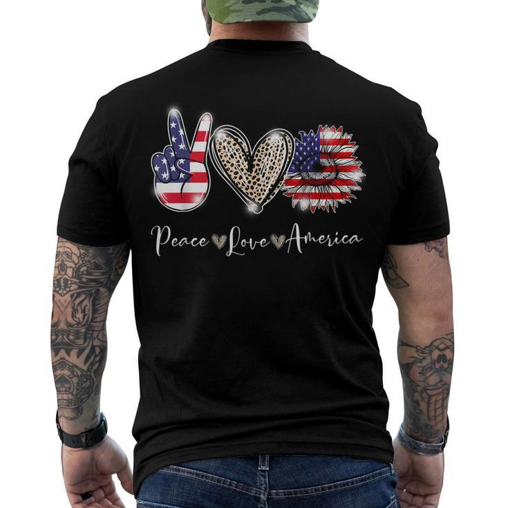Peace Love America 4Th July Patriotic Sunflower V2 Men's T-shirt Back Print