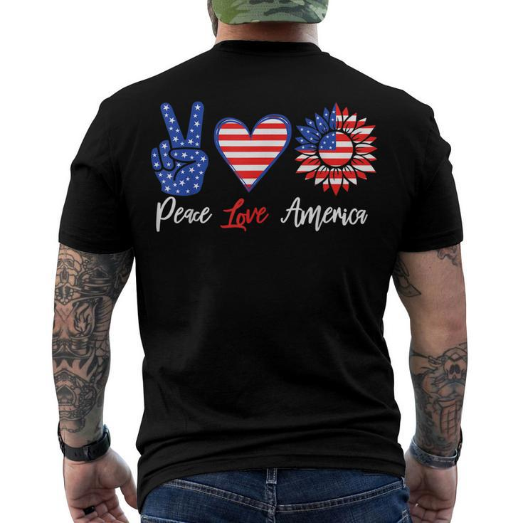 Peace Love America 4Th Of July Sunflower Men's T-shirt Back Print